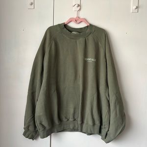 authentic fear of god essentials olive green crewneck sweatshirt